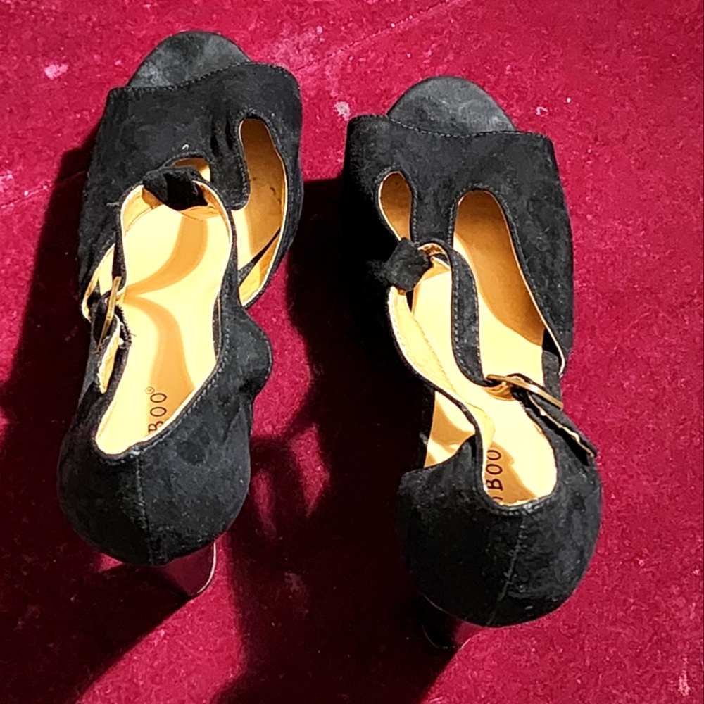 Bamboo Black High Heel Shoes 👠 - Picture 3 of 11